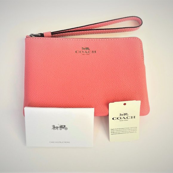 $78 Coach Corner Zip Crossgrain Leather Wristlet W - Picture 6 of 7